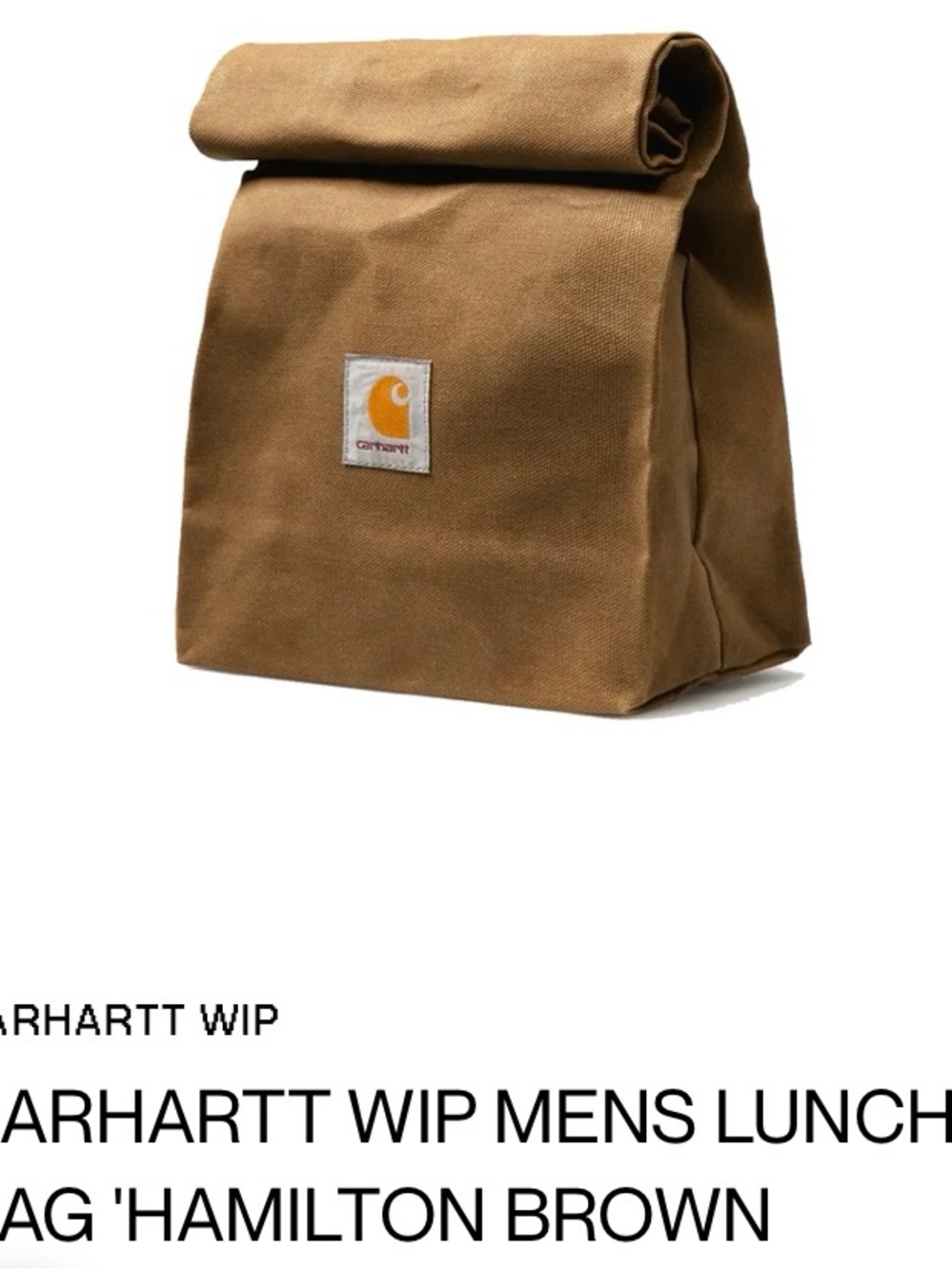 Carhartt WIP Roll-Top Lunch Bag/Toiletry Bag in Hamilton Brown NEW!!